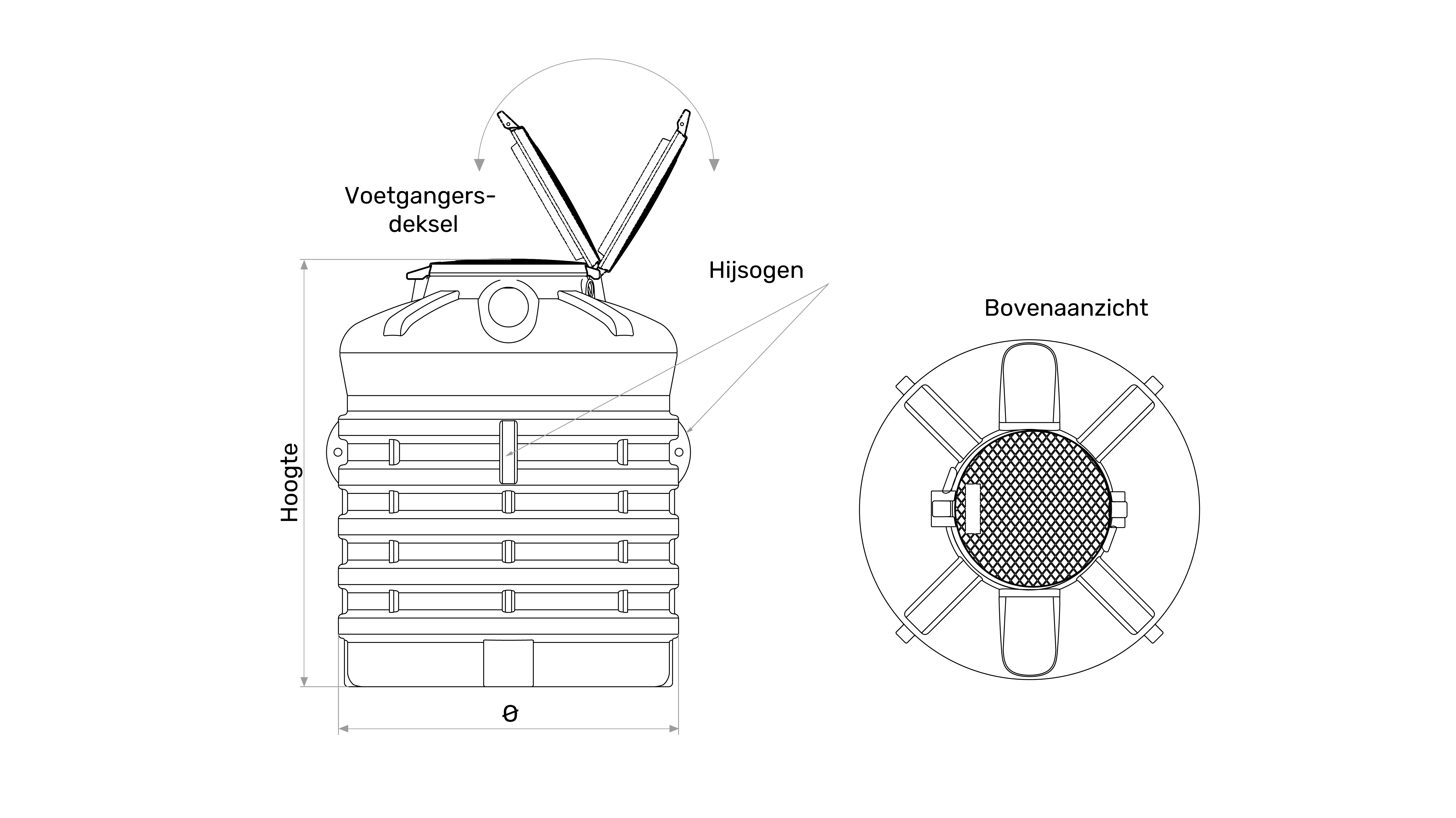 Rototec regenwatertank 3000 liter met scharnierend voetgangersdeksel