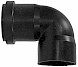 Pp afvoer zwart muuraansluitbocht 90° 40x40