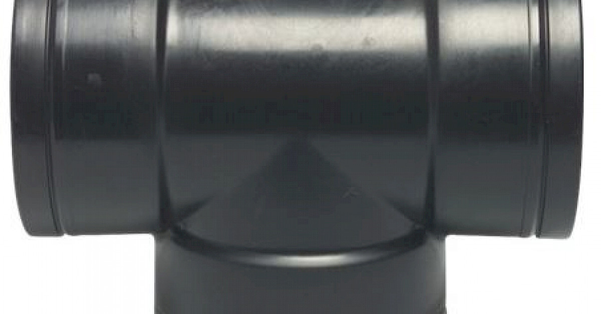 Dubbelwandig rookkanaal RVS, T-stuk 90° graden, diameter 150/200